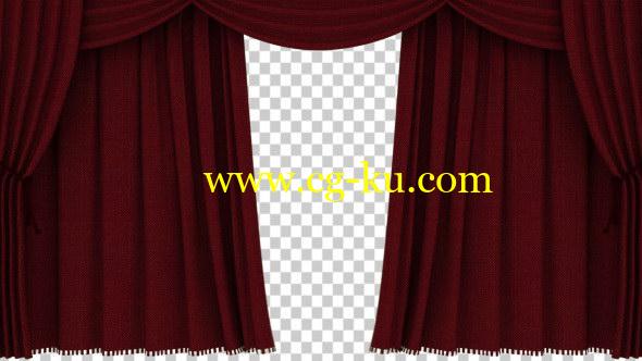 视频素材：红色幕布打开动画 带透明通道 Realistic Red Curtain Opening的图片1