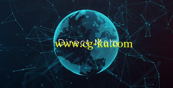AE模板：科技感点线元素地图动画片头 Plexus Earth Opener的图片1