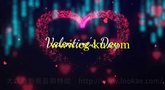 Premiere模板：情人节爱心粒子玫瑰花瓣文字片头 Valentine’s Day的图片1