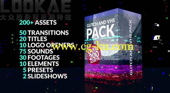 Premiere模板：200个信号故障干扰画面破损转场 200+ Glitch Pack 含音效的图片1