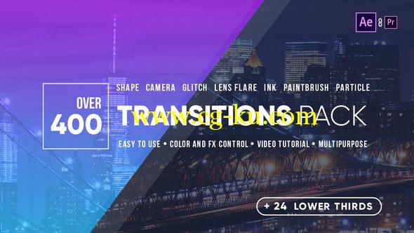 AE模板：400个推拉缩放信号干扰水墨光效图形遮罩视频转场 Transitions的图片1