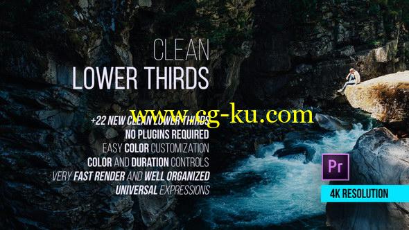 Premiere预设：22个现代简洁文字标题字幕条4K动画 Clean Lower Thirds的图片1