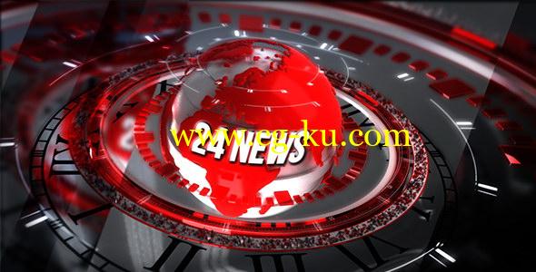 AE模板：《新闻24小时》电视新闻节目栏目包装片头 24 Broadcast News – Complete Package的图片1