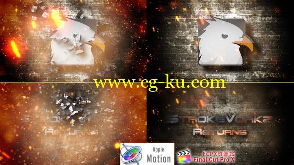 Apple Motion模板：火星粒子冲击LOGO片头 Cinematic Fire Impact Logo的图片1