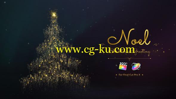 Apple Motion模板：金色粒子圣诞节动画片头 Christmas Greetings的图片1