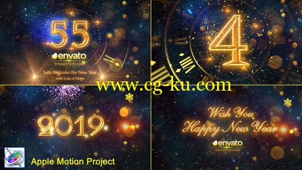 Apple Motion模板-大气华丽粒子2019新年倒计时片头 New Year Countdown 2019的图片1
