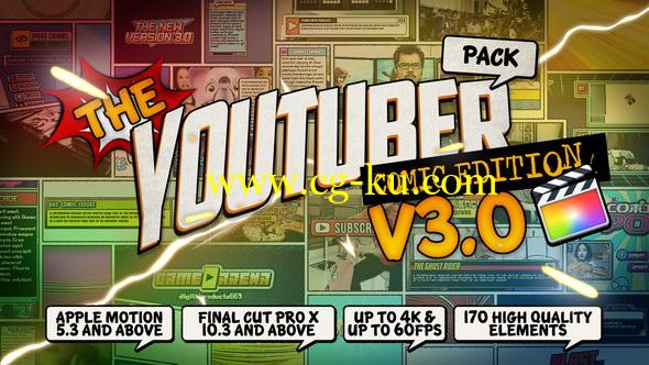 FCPX插件：170个卡通动漫LOGO标题转场字幕条包装动画包 Comic Edition V3.0 + 使用教程的图片1