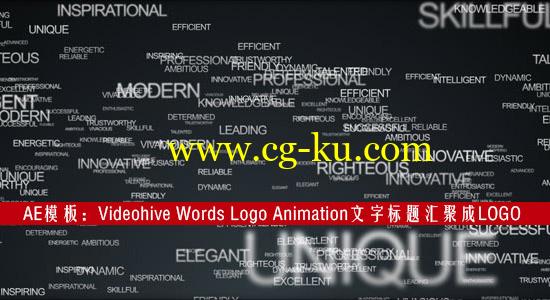 AE模板：Videohive Words Logo Animation 粒子文字标题汇聚成LOGO的图片1