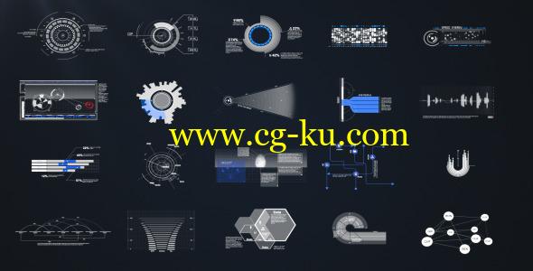 AE模版-平面图表信息化元素包VideoHive HUD & Infographic Elements的图片1