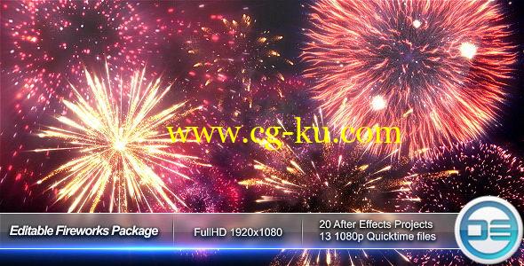 AE模版/视频素材：缤纷烟花爆炸 VideoHive Editable Fireworks Package的图片1