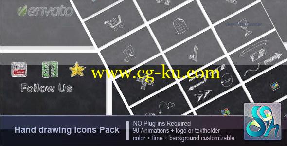 AE模版：粉笔线条手绘动画元素包 VideoHive Hand Drawing Pack的图片1