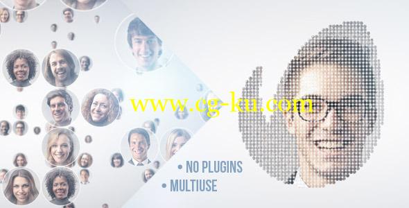AE模版：简洁众多粒子图片/图标汇聚LOGO片头 Simple Mosaic的图片1