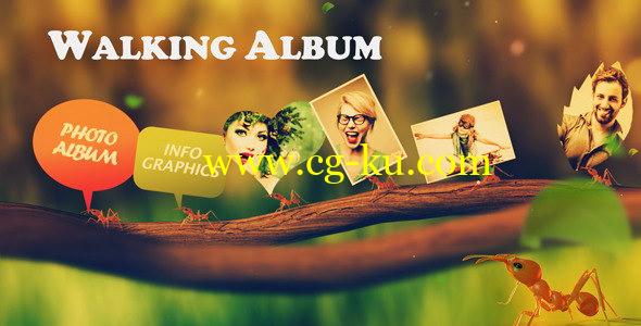 AE模版：大自然蚂蚁搬家图文效果展示 Walking Album的图片1