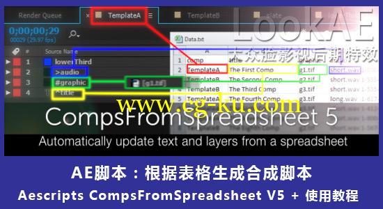 AE脚本：根据表格生成合成脚本 Aescripts CompsFromSpreadsheet V5 + 使用教程的图片1