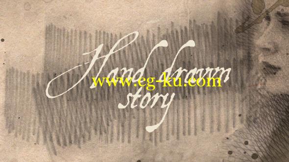 AE模板：水墨转场素描图像效果动画 Hand Drawn Story的图片1