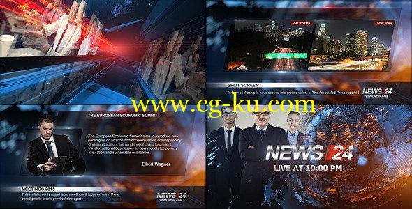 AE模版：《新闻24小时》栏目包装片头 Broadcast Design – News 24 Package的图片1