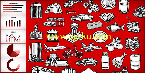 AE模版：二维卡通素描角色信息图标元素 Whiteboard Kit – Infographic的图片1
