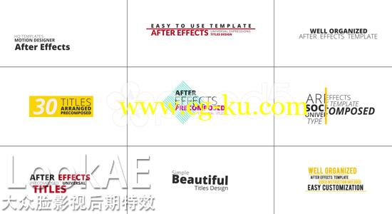 AE模板：30组文字标题排版动画效果  4K分辨率+修改视频教程的图片1