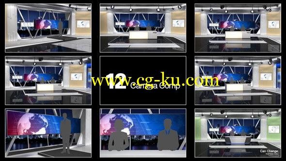 AE模板：虚拟三维新闻演播厅 NewsStudio 100的图片1