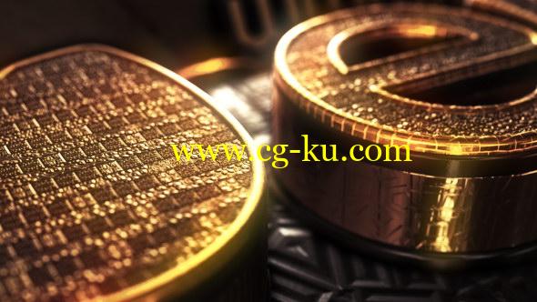 AE模板： Element 3D 金色黄金发光三维立体 LOGO 文字动画展示片头的图片1