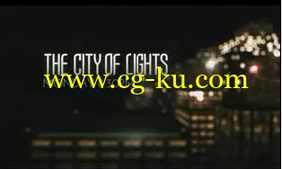 灯光微微闪烁的城市夜景字幕展示AE模板的图片1