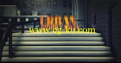 夜晚城市中的3D破碎字幕特效的图片1 夜晚城市中的3D破碎字幕特效的图片1