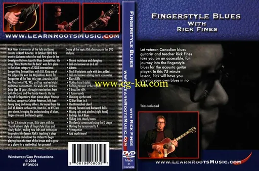 布鲁斯吉他教程 Learn Roots Music – Fingerstyle Blues – Rick Fines – (2008)的图片1