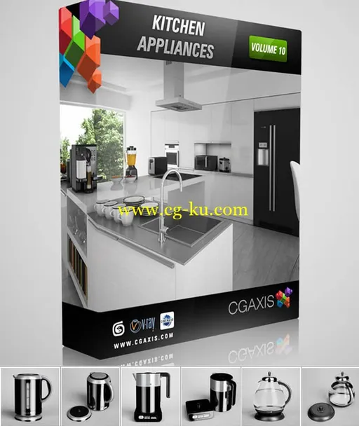 CGAxis_Vol10_VRay_Kitchen_App模型下载，含有25厨房用具的高度详细的模型的图片1