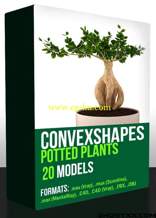 盆栽植物收藏合集包括20个高细节的盆栽植物模型的图片1