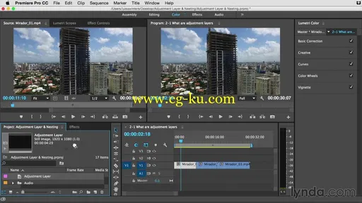 Lynda – Premiere Pro Guru: Adjustment Layers And Nesting的图片2