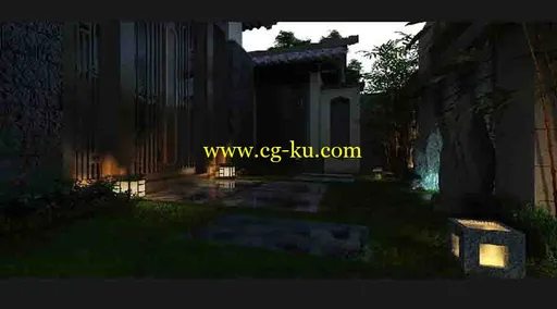 庭院雨景3D动画的图片1