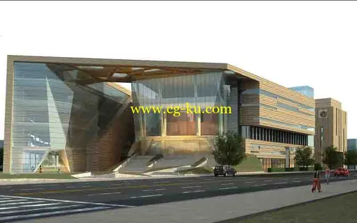 一个现代概念创意的木头建筑模型的图片1