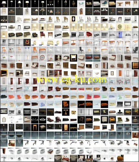 1千种室内家具3D模型的图片1