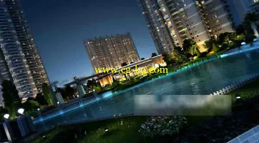 建筑动画夜景泳池表现镜头的图片1