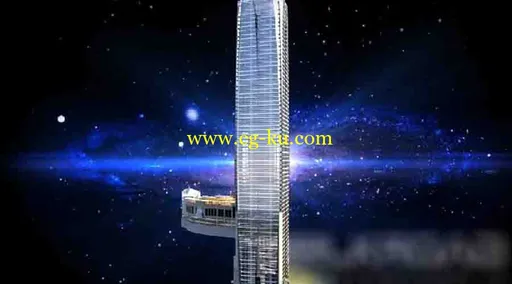 360全景夜景表现建筑3D动画场景的图片1