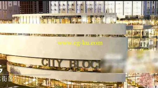 黄昏下绚丽商业广场3D动画的图片1