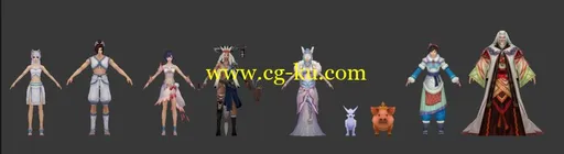 3dsmax古装9个角色游戏模型下载的图片1