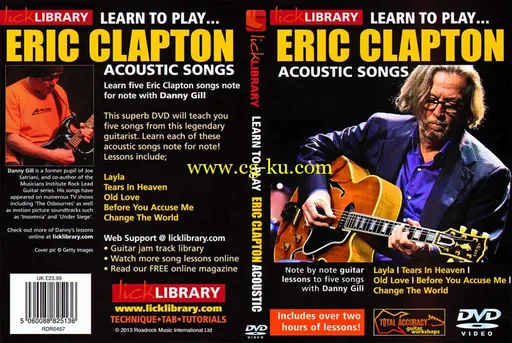 Lick Library – Learn To Play – Eric Clapton – Acoustic Songs + Jamtrax – DVD (2013) 最伟大的吉他手之一吉他课程的图片1