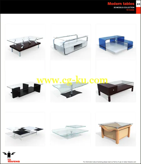 10ravens: 3D Models collection 004 Modern tables 01的图片1