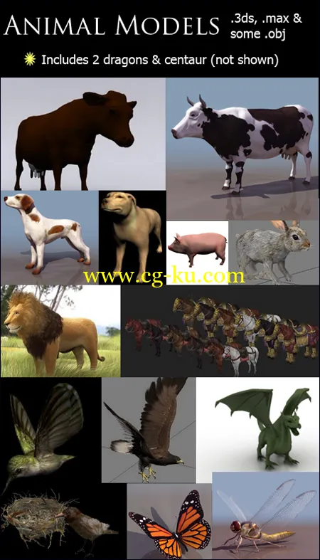 3D Animal Models for 3ds Max 动物模型的图片1