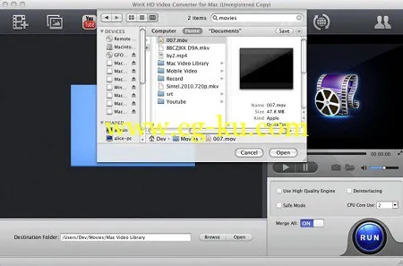 WinX HD Video Converter 5.0.7 Mac OS X的图片1