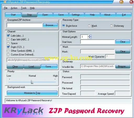 KRyLack Zip Password Recovery 3.53.66的图片1