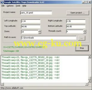 Allallsoft Google Satellite Maps Downloader 7.04 谷歌卫星地图下载工具的图片1