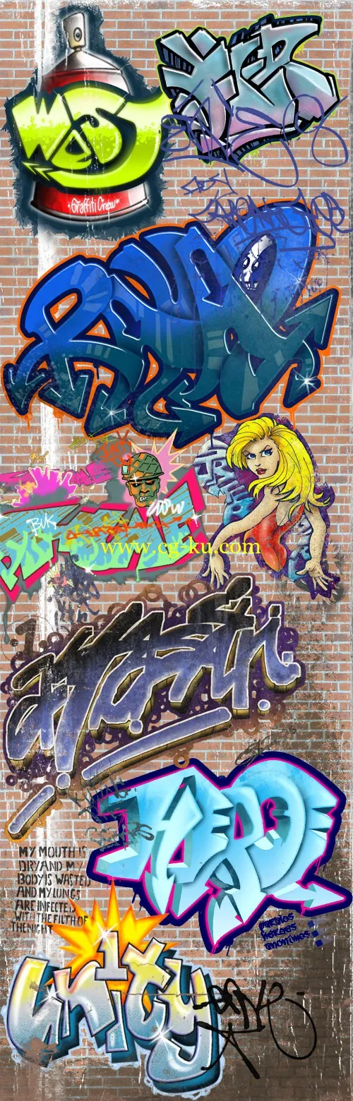 3D Total: Textures V5:R2 – Dirt & Graffiti 脏旧&涂鸦贴图的图片1