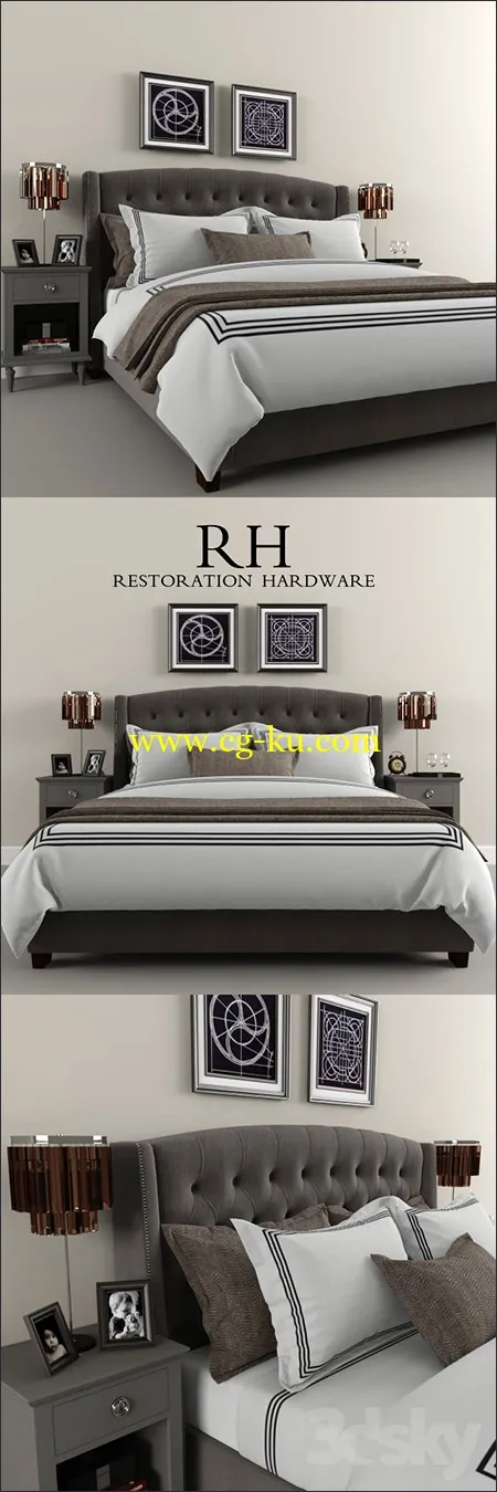Restoration Hardware Warner Tufted bed的图片1
