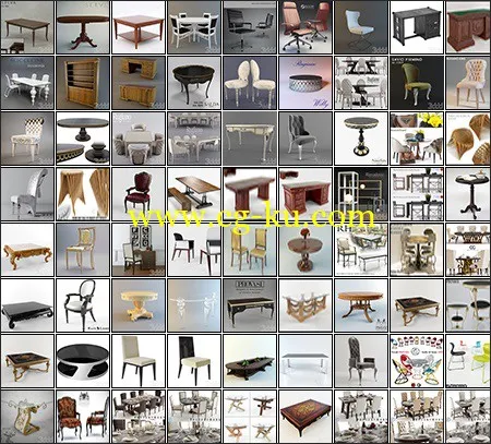 3DDD Pro Table and Chair Vol 05的图片1