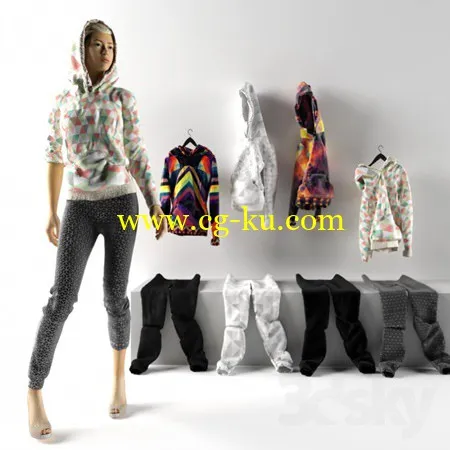 Chic Geometric Print Hoodie的图片1