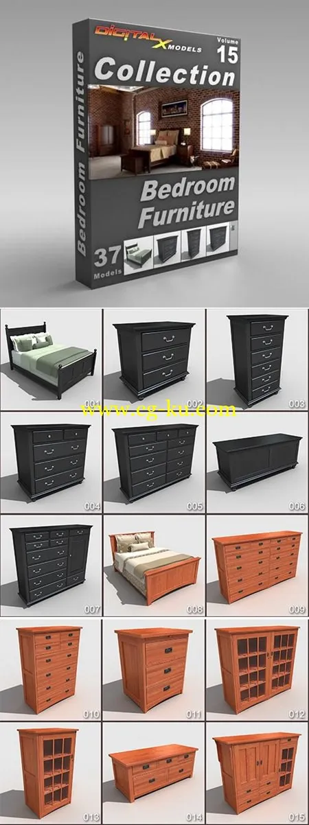 DigitalXModels 3D Model Collection Volume 15 BEDROOM FURNITURE的图片1