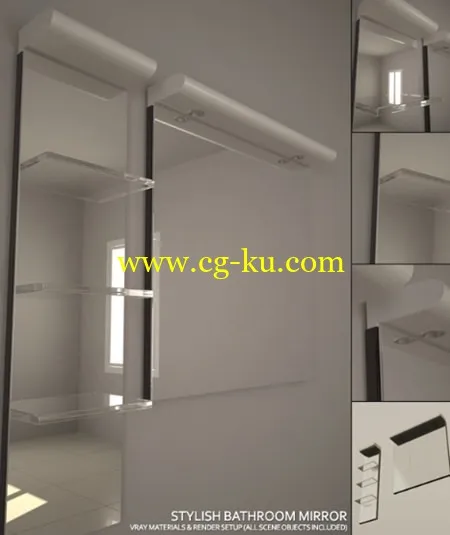 Stylish Bathroom Mirror Set + Complete Vray Setup的图片1