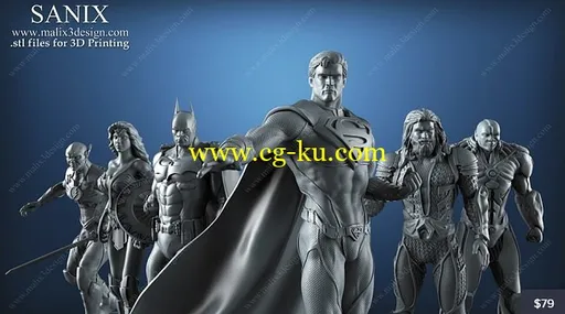 Cubebrush – Justice League – 6 characters for 3D Printing的图片1